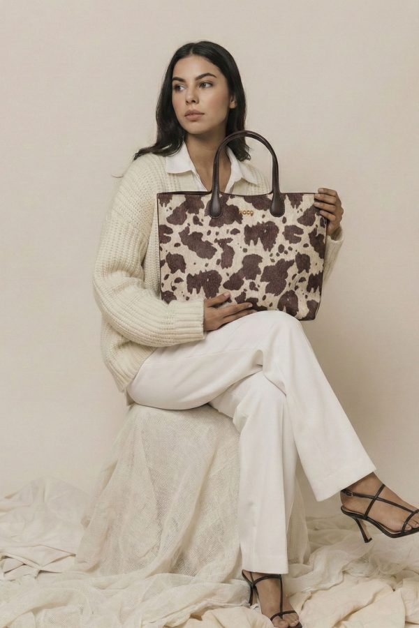 Bolso amplio estampado vaca elegante