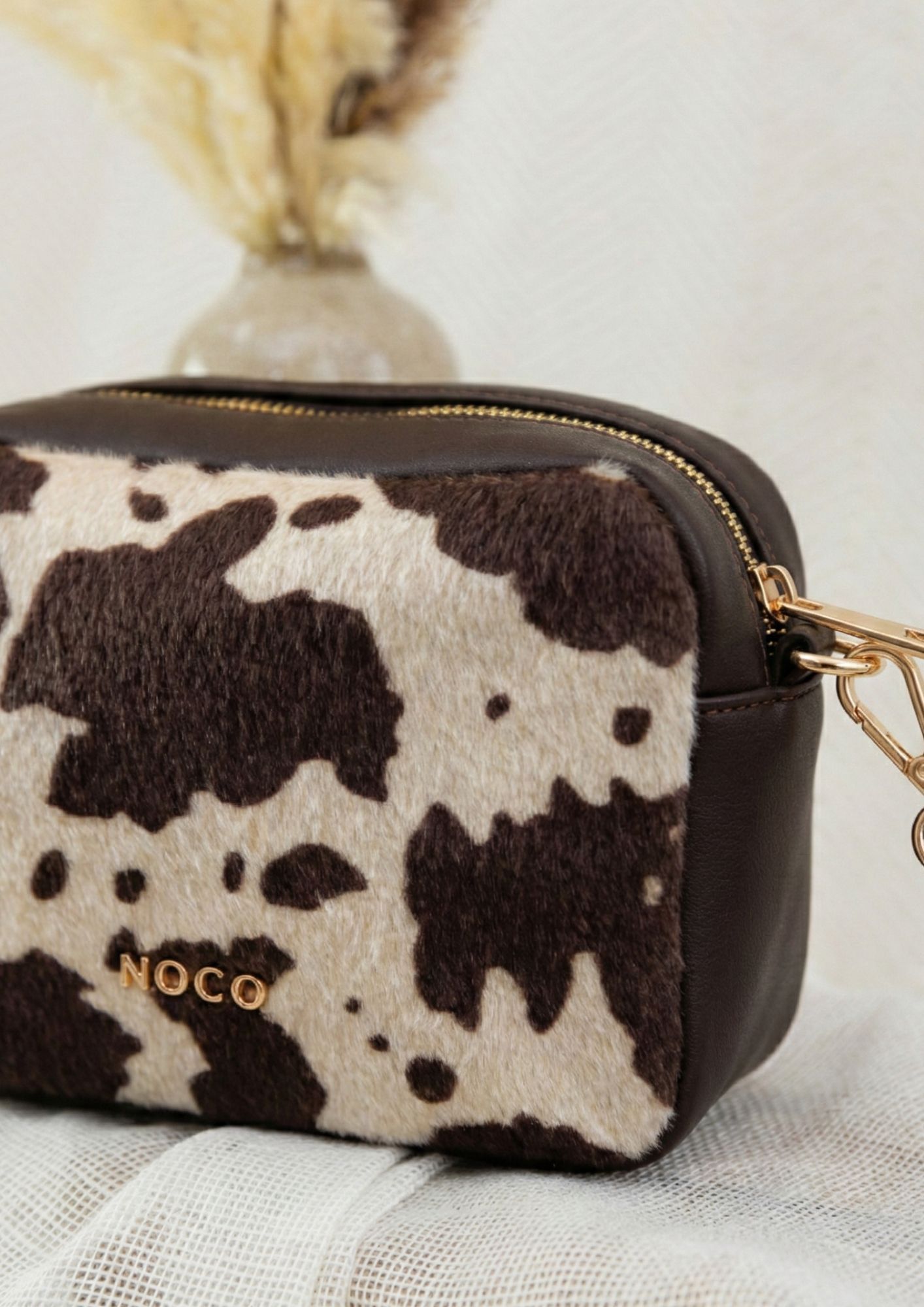 Bandolera pequeña animal print vaca NOCO marron Bandolera compacta elegante NOCO
