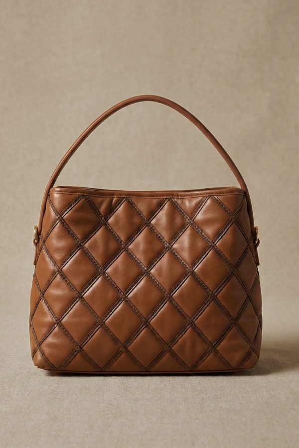 bolso piel vegana rombos NOCO camel