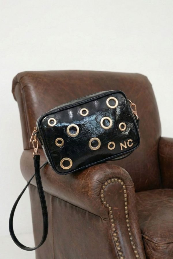 Bandolera charol NOCO ojales Negro