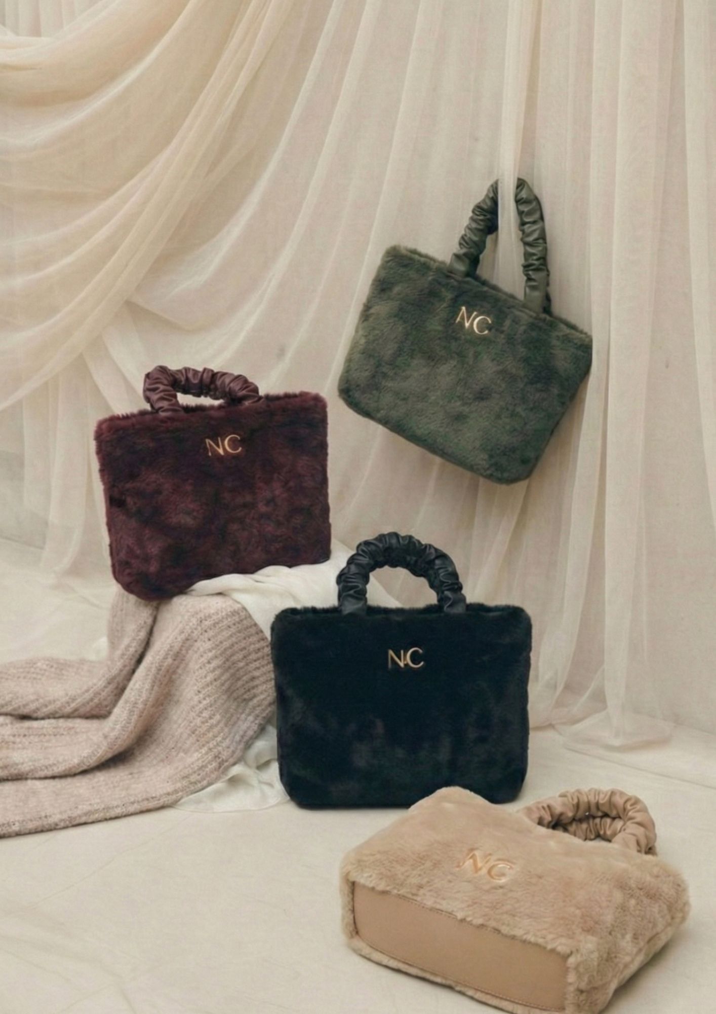 Tote beige de pelo otoño invierno Bolso tote con correa bandolera cruzada NOCO