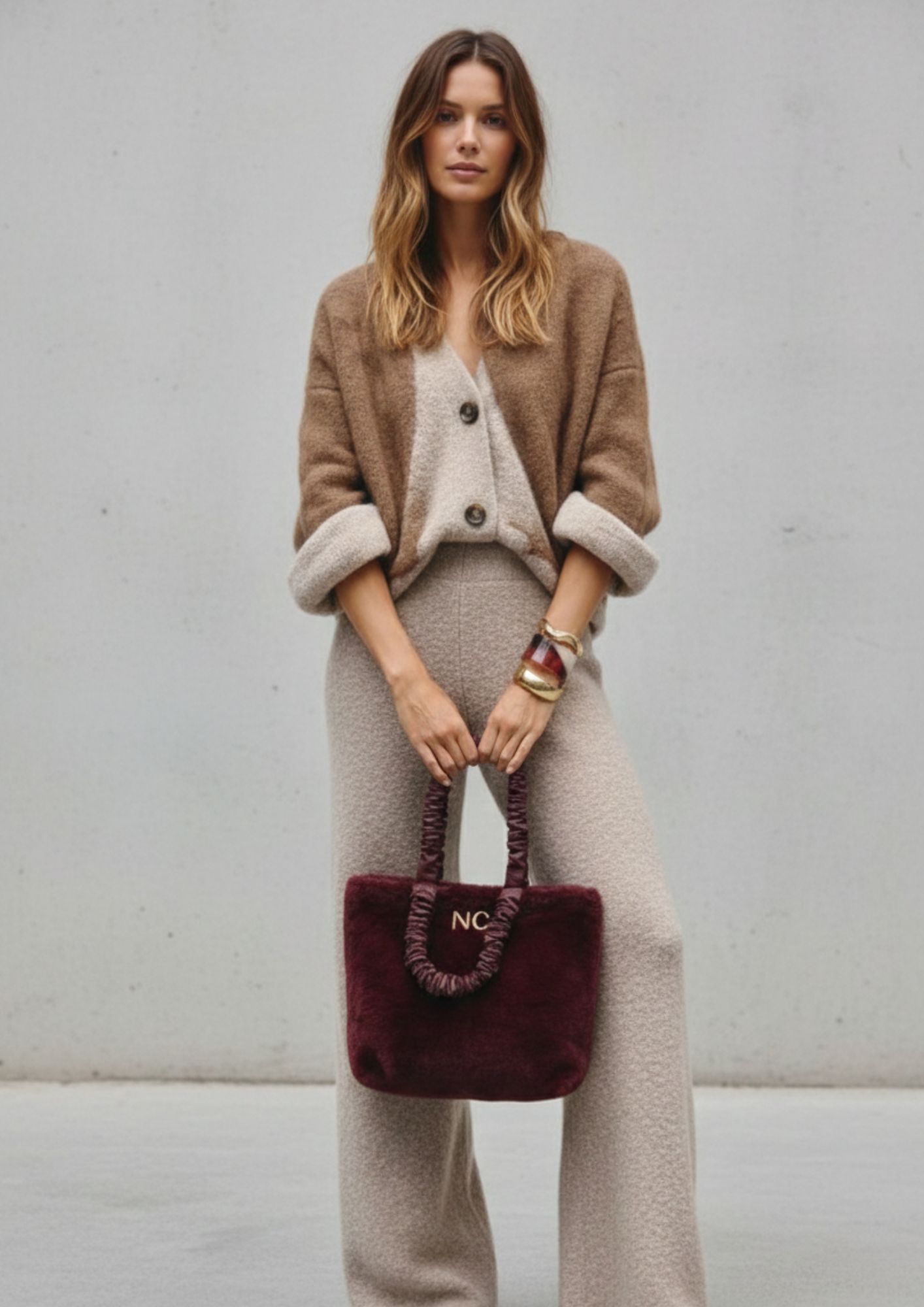 Bolso funcional con textura suave granate Bolso funcional con textura suave NOCO