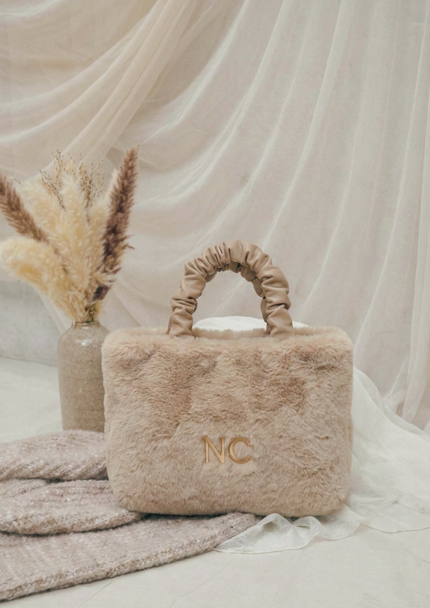 Tote beige de pelo otoño invierno Bolso de pelo elegante para mujer NOCO