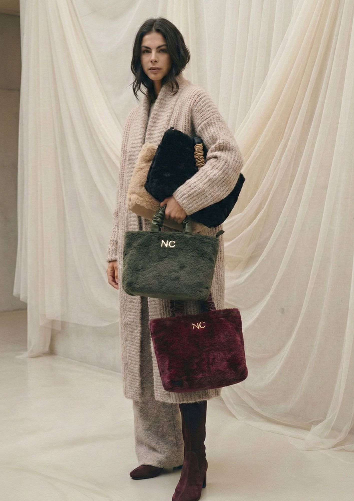 Bolso con bolsillo trasero con cremallera en 4 colores Bolso de pelo elegante para mujer