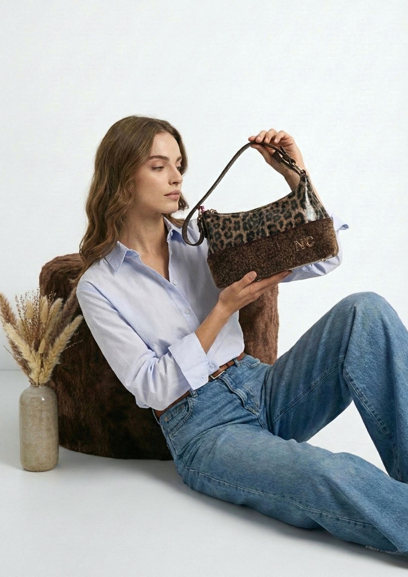 Bolso elegante tendencia otoño invierno leopardo Vista frontal bolso baguette leopardo