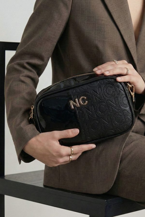 Bolso rectangular elegante mediano negro