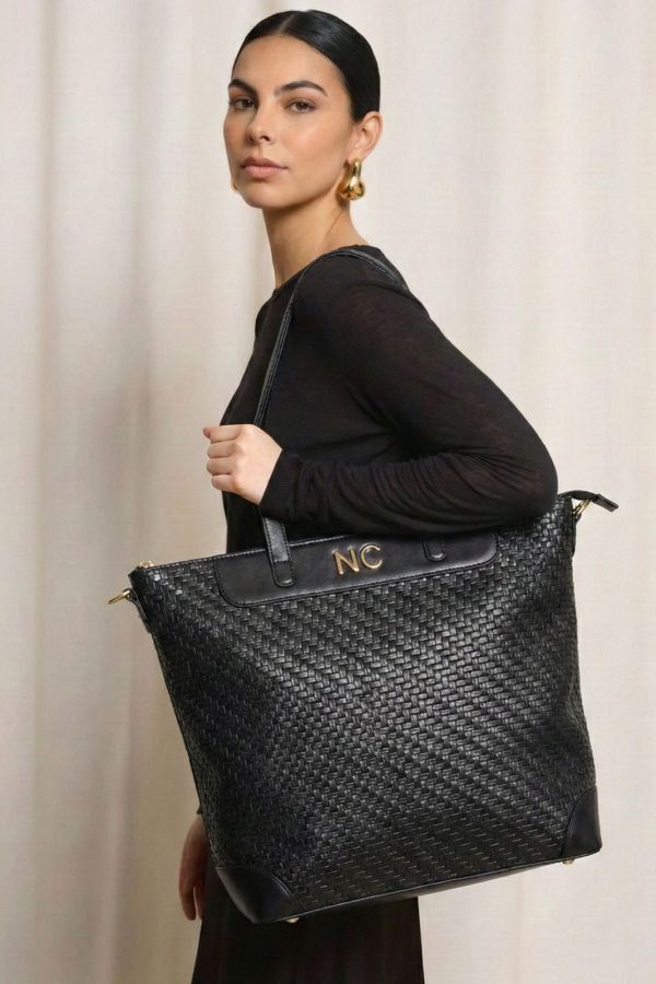 Tote amplio efecto trenzado NOCO negro