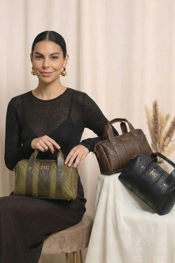 Bolso bowling trenzado para mujer