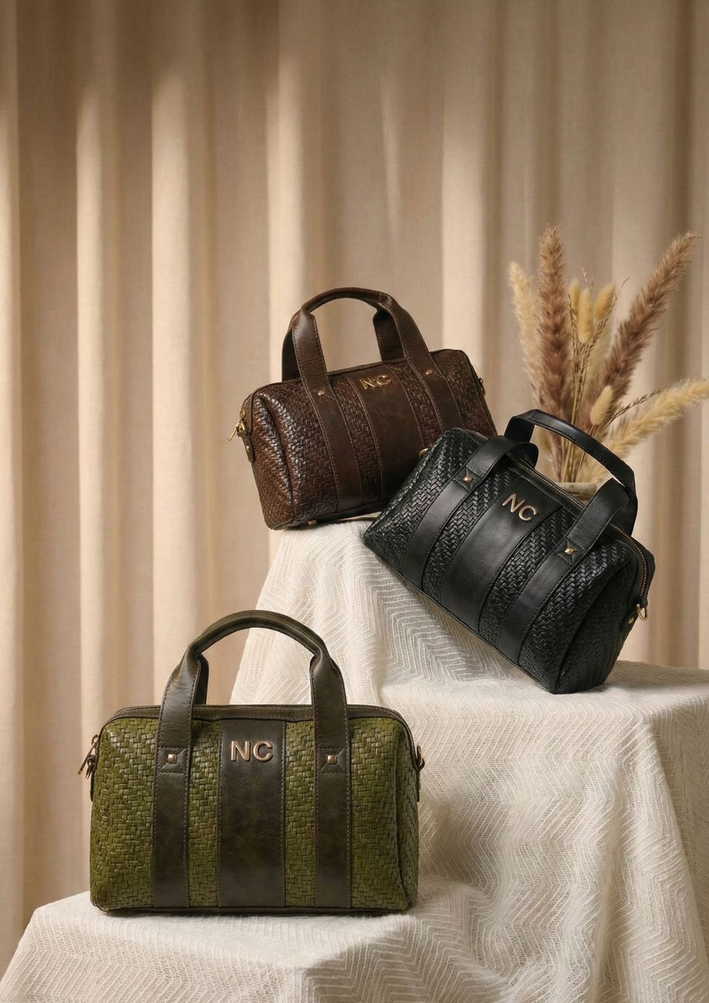 Bolso bowling con correa bandolera Bolso mediano efecto trenzado NOCO