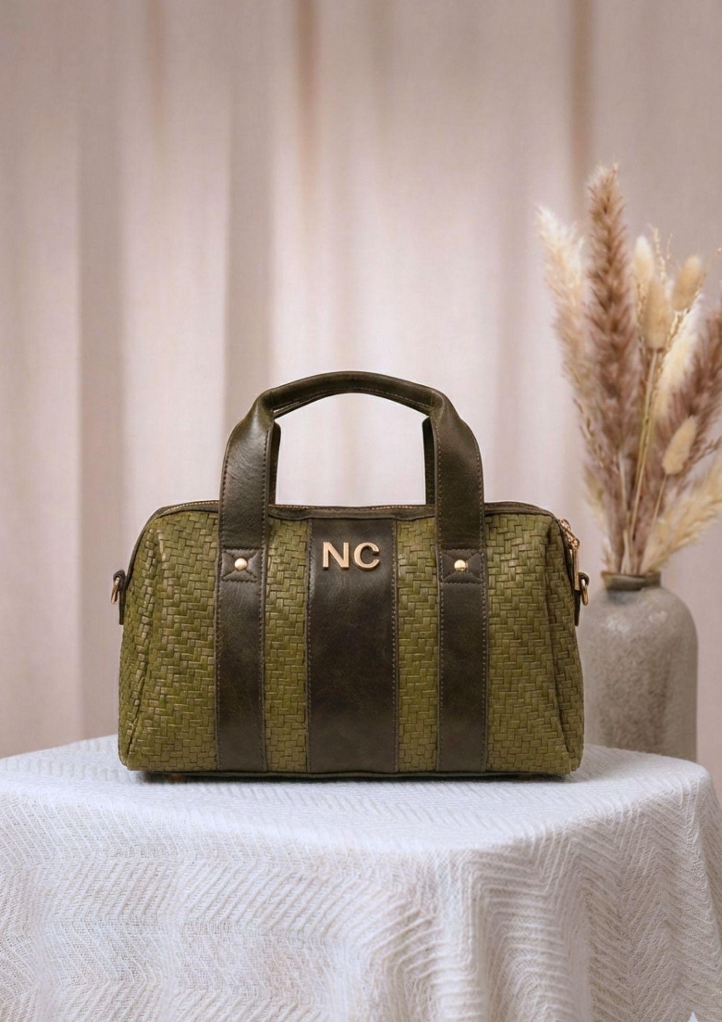 Bolso verde kaki elegante y cómodo NOCO Bolso bowling con correa bandolera verde