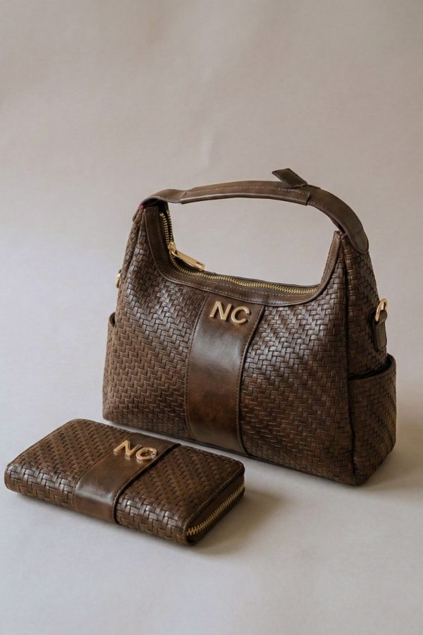 Bolso góndola trenzado para mujer chocolate