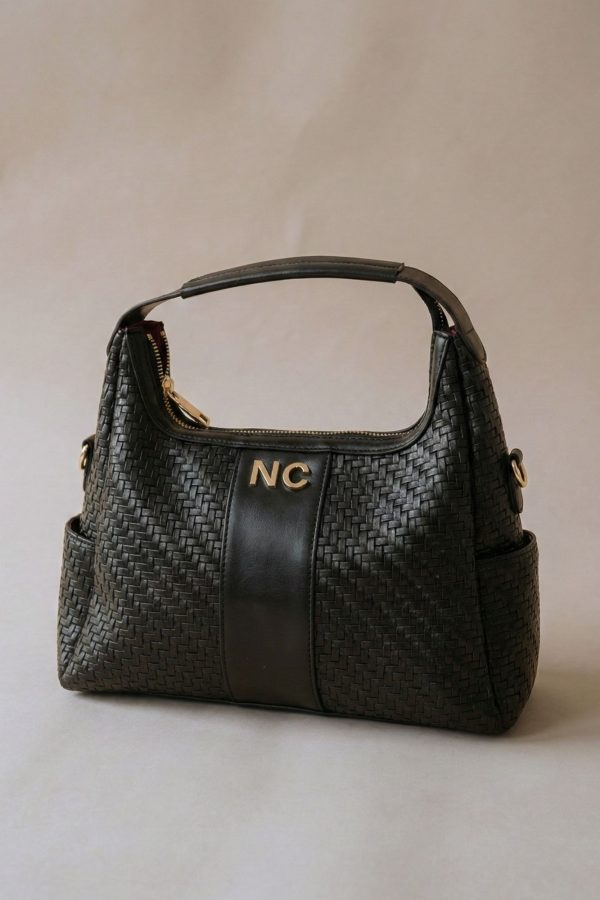 Bolso góndola trenzado para mujer negro