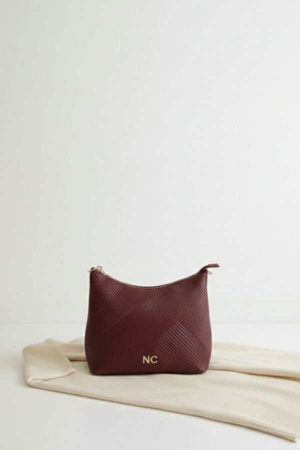 Bolso hobo grabado para mujer granate