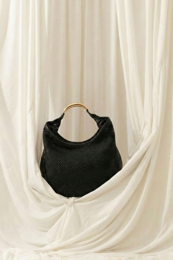 Bolso texturizado elegante para diario negro