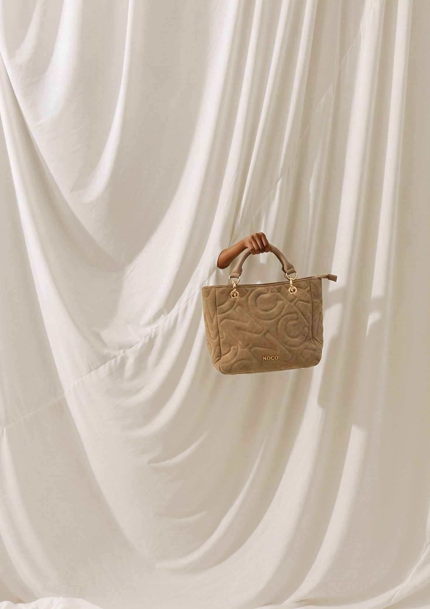 Mini tote antelina para mujer Mini bolso beige mujer elegante NOCO