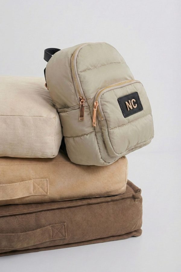 Mochila acolchada ultraligera para mujer beige