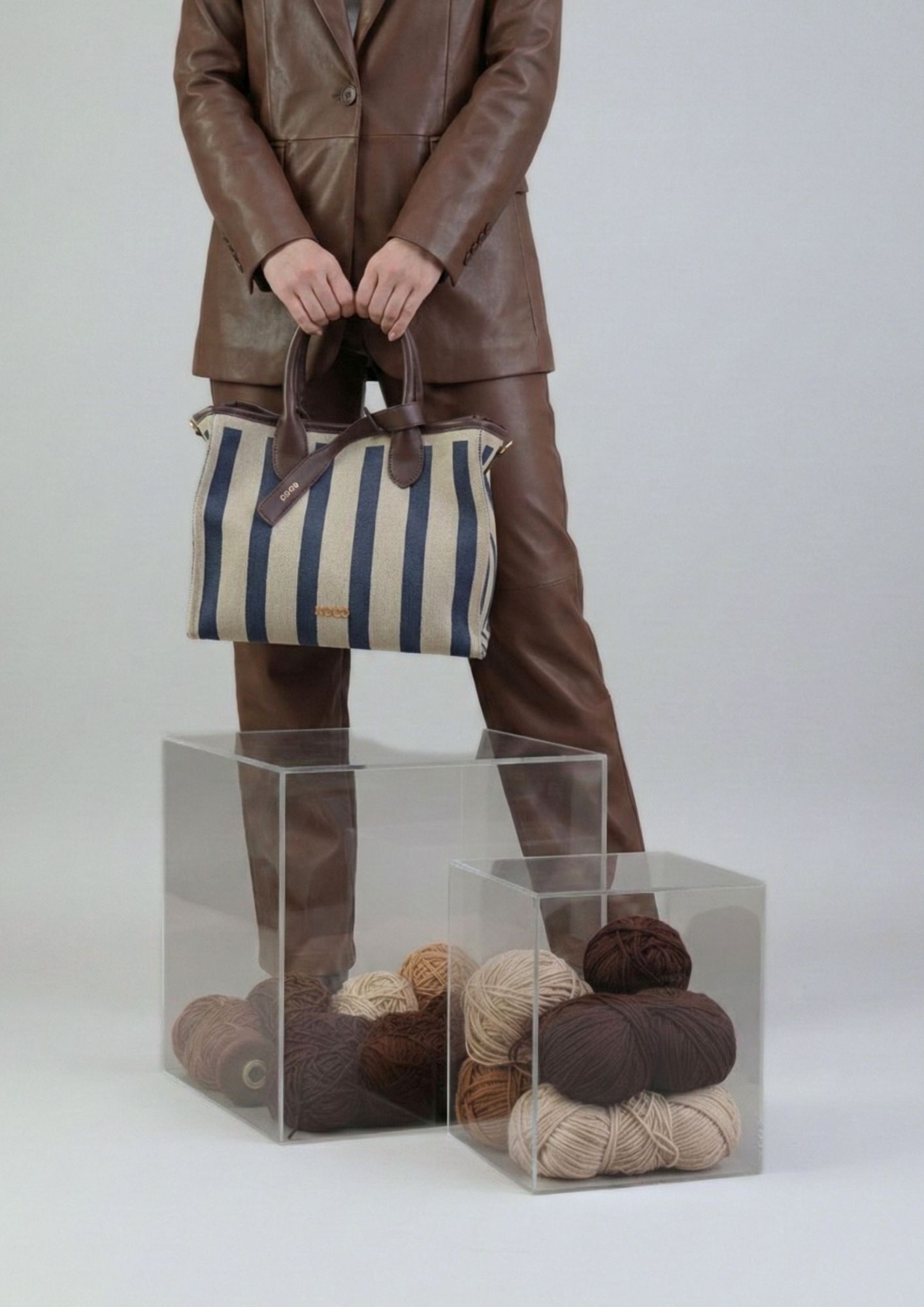 Bolso tote rayas noco Diseño knit tendencia mujer
