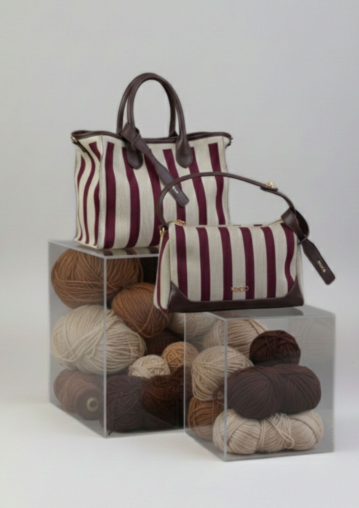 Tote moderno tejido estructurado rayas Bolso casual elegante NOCO