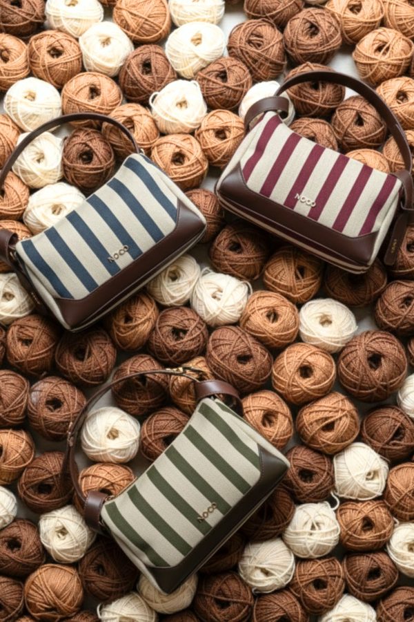 Bandolera rayas verdes con detalles chocolate