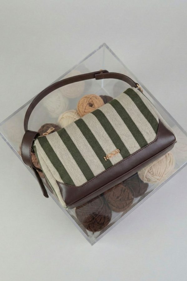 Bandolera rayas verdes con detalles chocolate