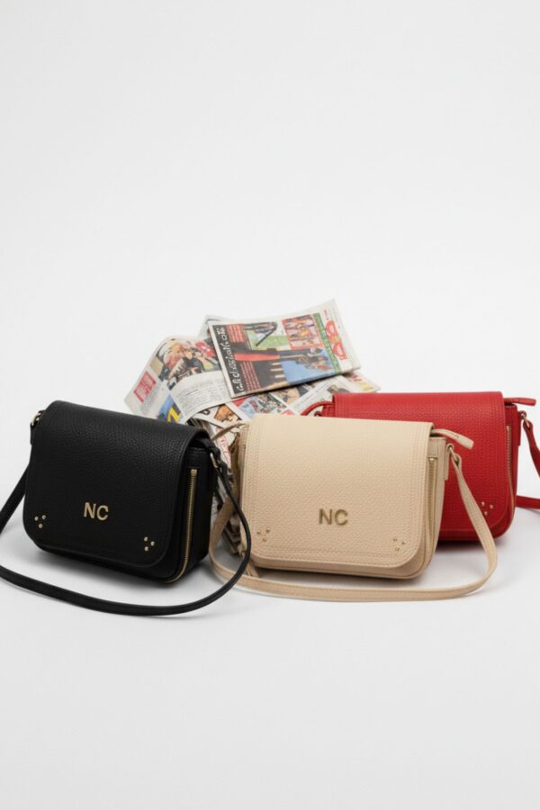 Bandolera piel vegana cremalleras Noco