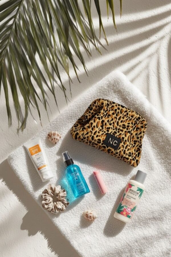 Neceser boquilla rafia leopardo