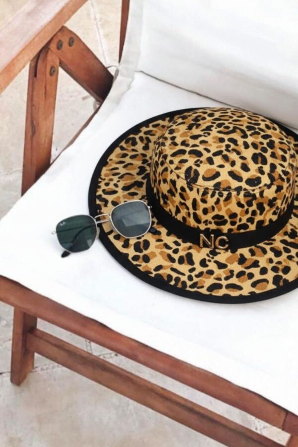 Sombrero de Noco en rafia con leopardo para playa y paseo