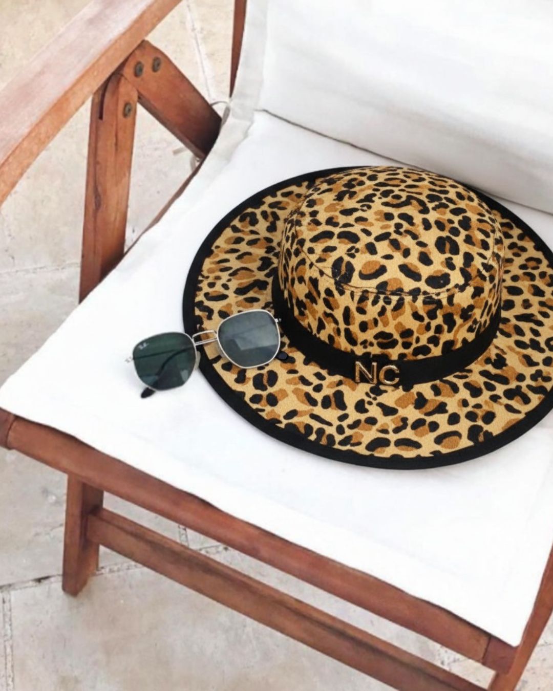Sombrero rafia leopardo Sombrero de Noco en rafia con leopardo para playa y paseo