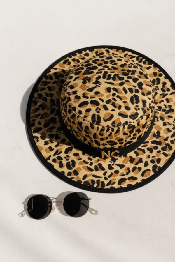 Sombrero rafia leopardo