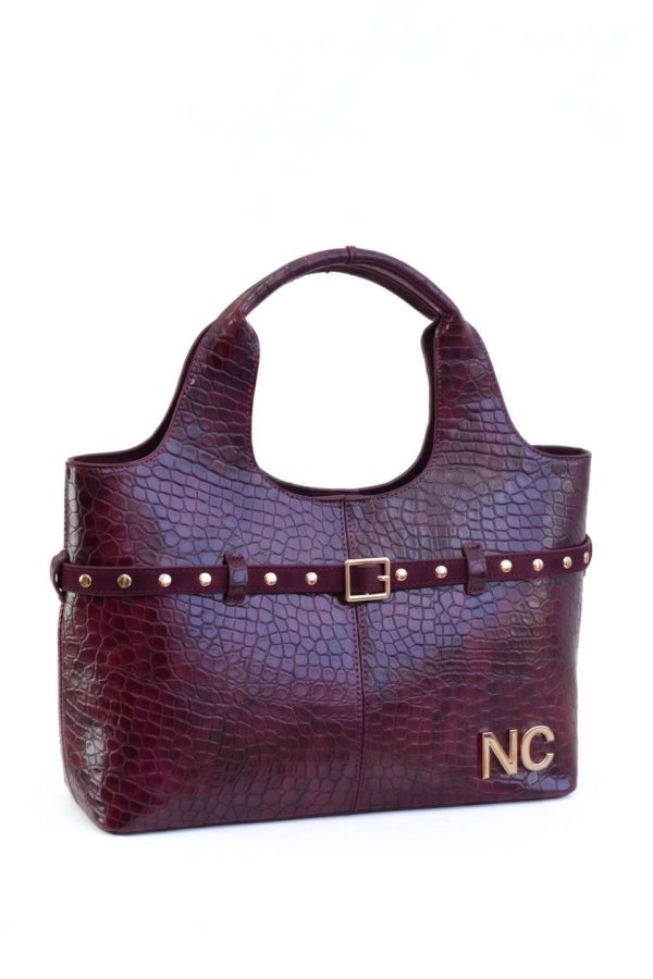 Shopper con detalle cinturón terciopelo granate