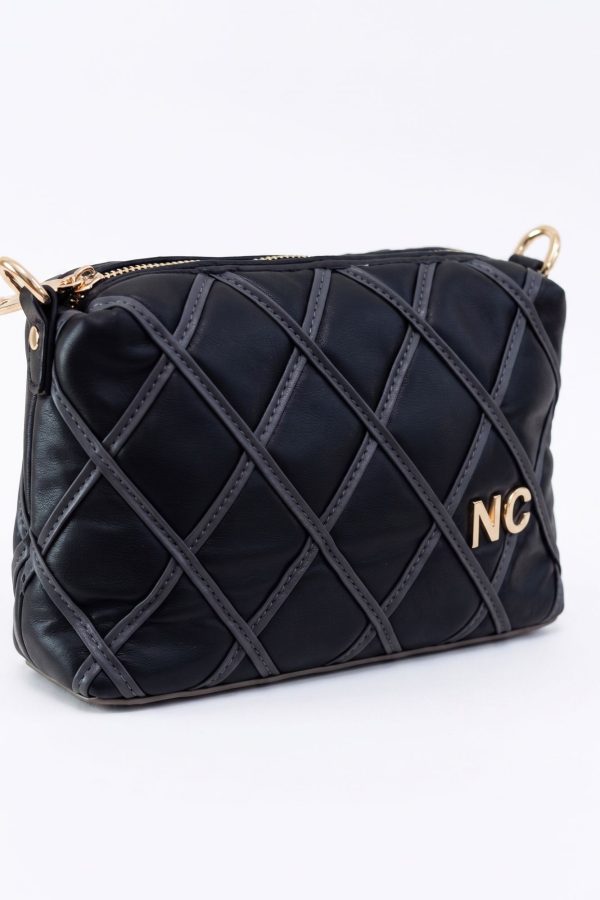 Bandolera piel vegana rombos NOCO negro
