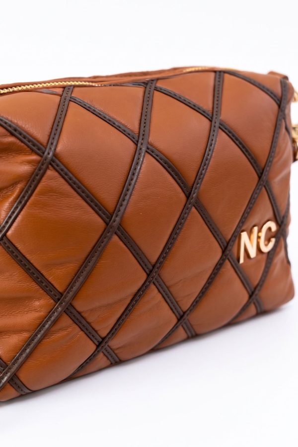 Bandolera piel vegana rombos NOCO camel