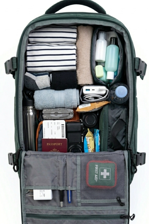 Mochila de cabina para viaje unisex verde