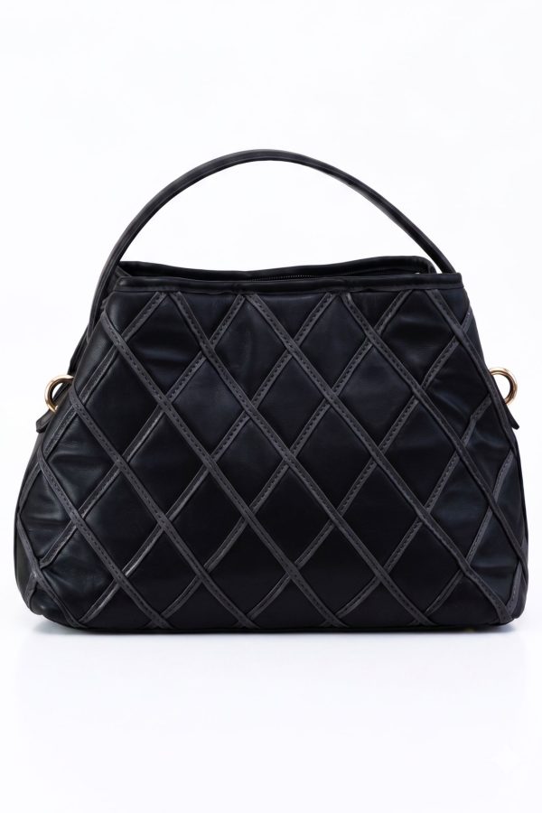 bolso piel vegana rombos negro