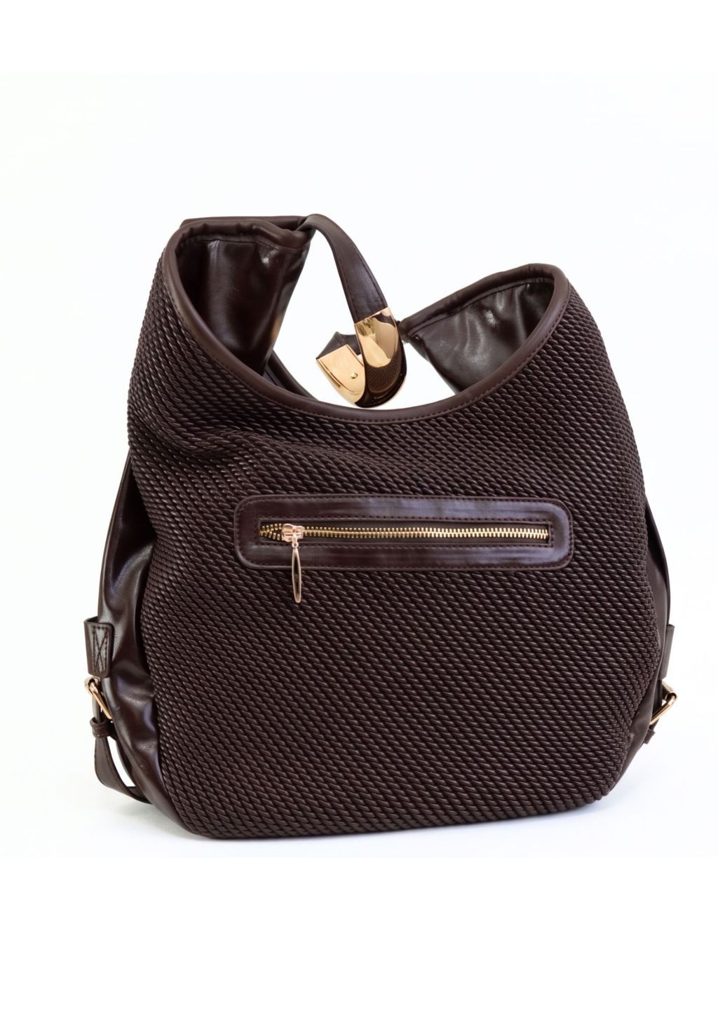 Bolso grande texturizado NOCO chocolate Bolsillo trasero con cremallera en bolso