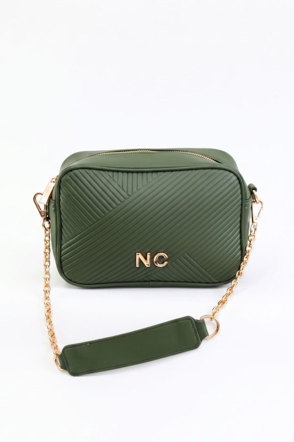 Bandolera rectangular grabada para mujer verde