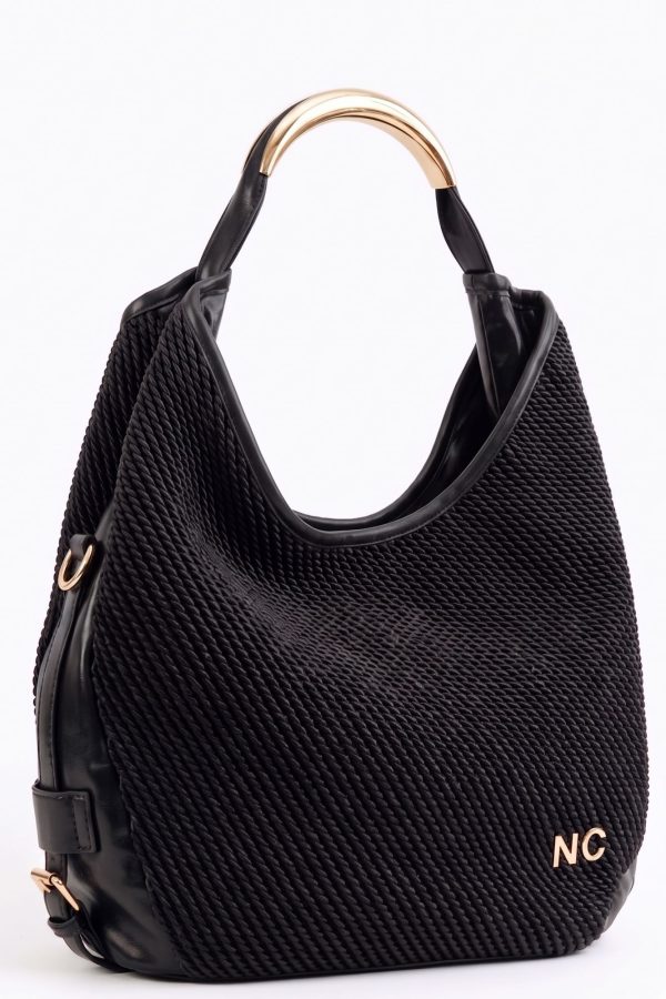 Bolso amplio de piel sintética suave negro