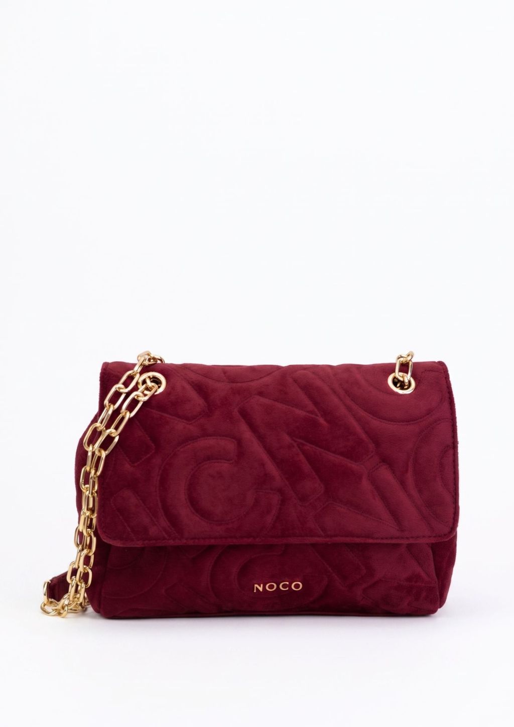 Bandolera solapa antelina para mujer NOCO Bandolera granate elegante mujer