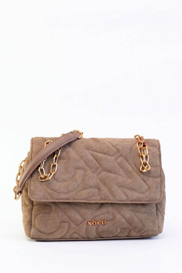 Bandolera solapa antelina para mujer beige NOCO