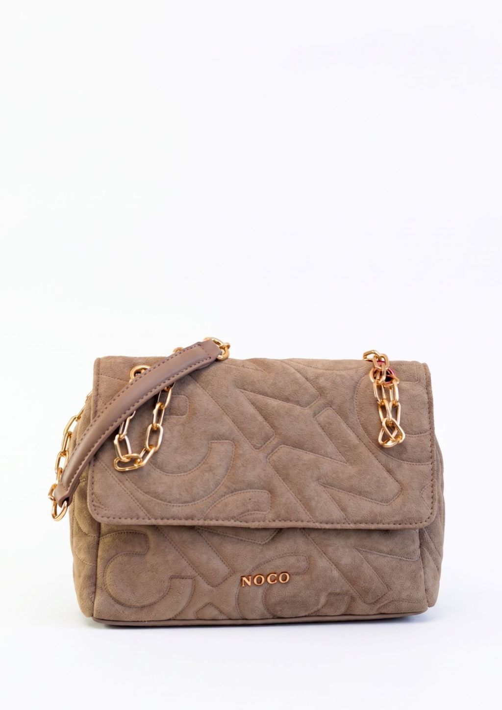 Bolso amplio efecto antelina suave Bandolera solapa antelina para mujer beige NOCO