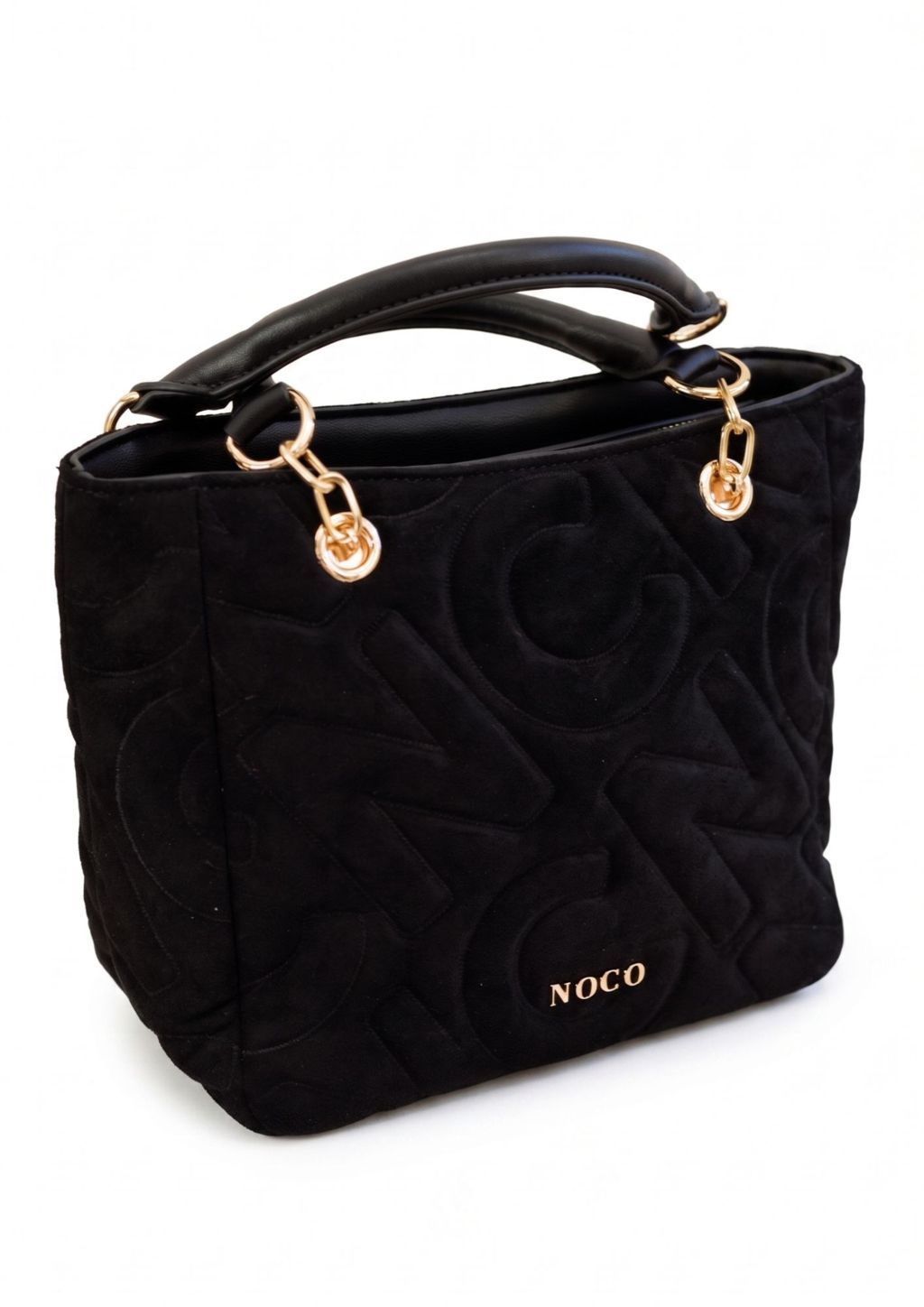 Bolso elegante con correa bandolera noco Mini tote suave efecto antelina NOCO negro