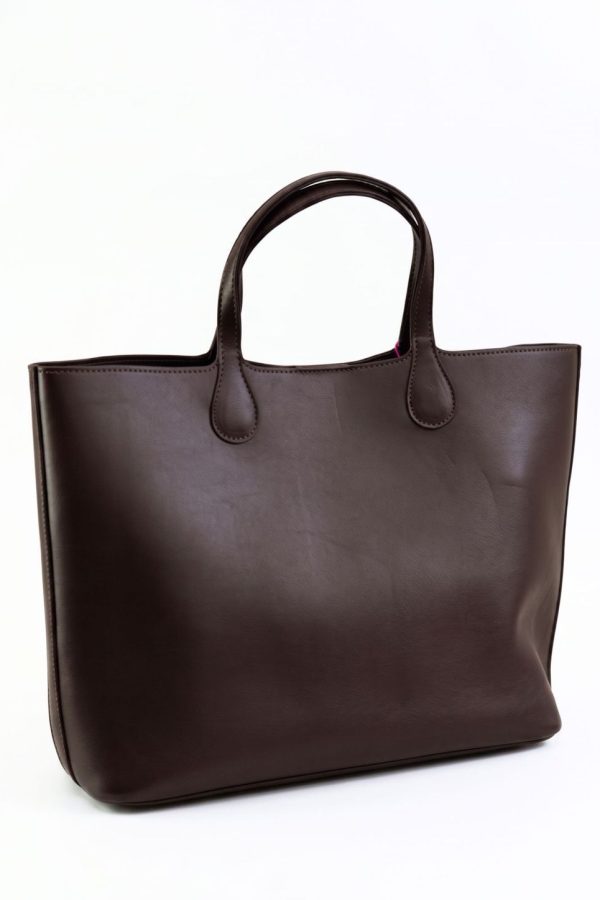 Shopper crema y marrón chocolate NOCO vista trasera