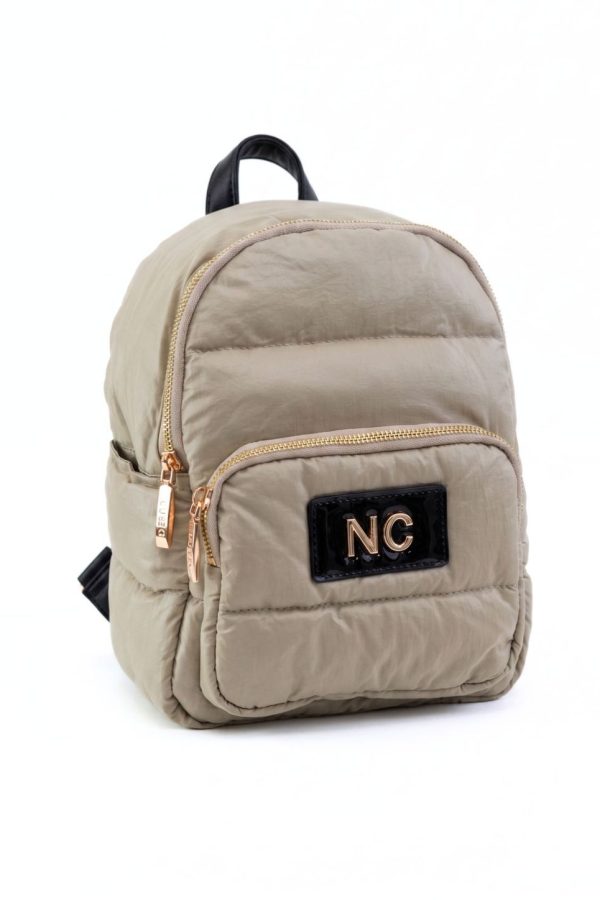 Mochila técnica acolchada mujer beige