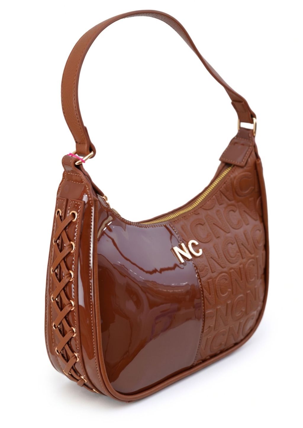Vista frontal bolso góndola elegante Bolso sofisticado y moderno NOCO camel