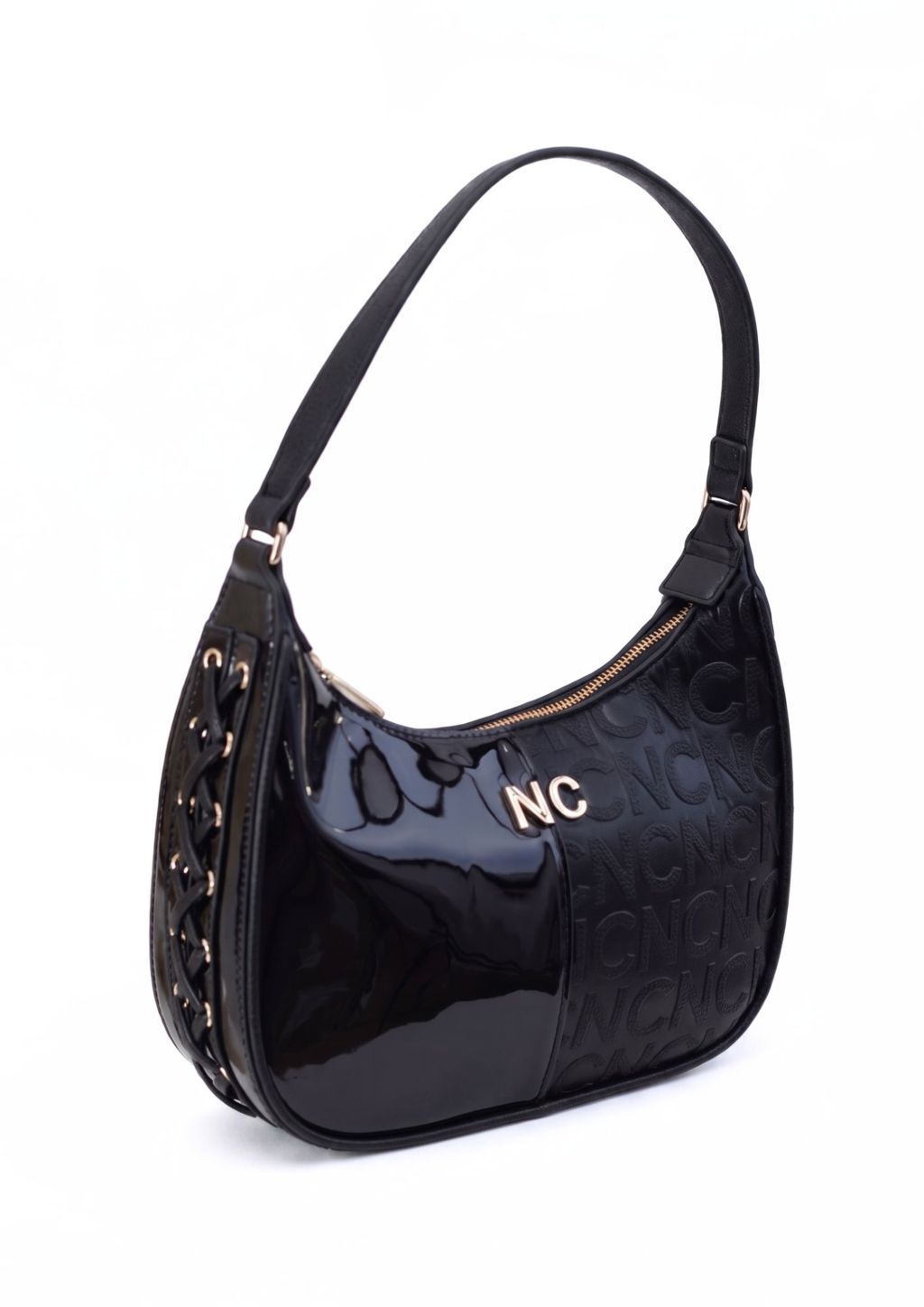 Bolso sofisticado y moderno NOCO negro Bolso charol y piel granulada NOCO negro