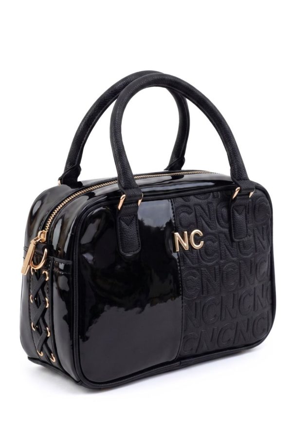 Bolso sofisticado bimaterial mujer negro