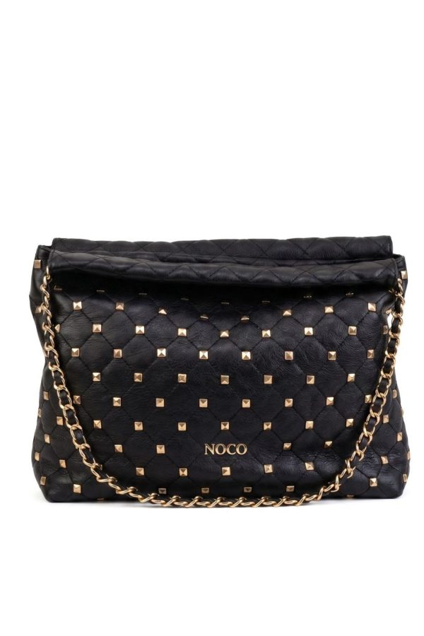 Vista frontal bolso hobo elegante negro