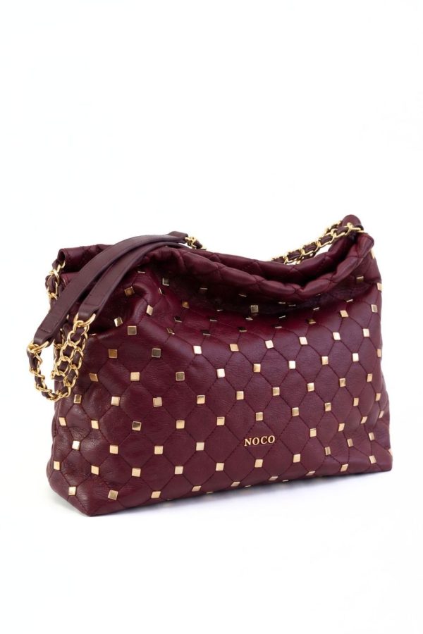 Hobo grande suave con rombos bordados granate