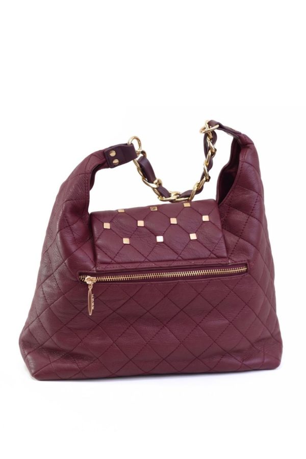 Bolso saco tachuelas para mujer granate