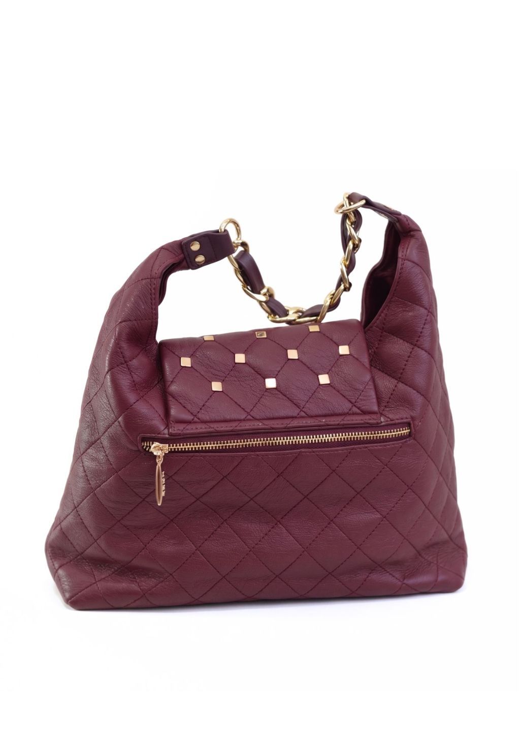 Bolso grande suave con rombos bordados Bolso saco tachuelas para mujer granate
